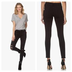 FRAME Denim Le Skinny de Jeanne Film Noir Ripped Black Stretch